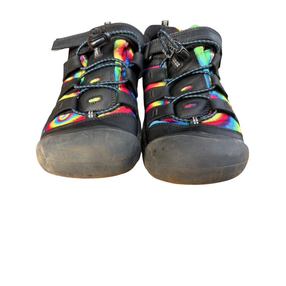 Keen Big Kids Unisex Newport Bungee Closure Shoe Black Rainbow Tie Dye - 7 - Picture 6 of 11